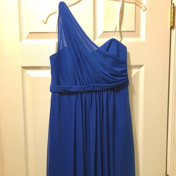 One Shoulder David’s Bridal Bridesmaid Dress - Picture 3 of 4